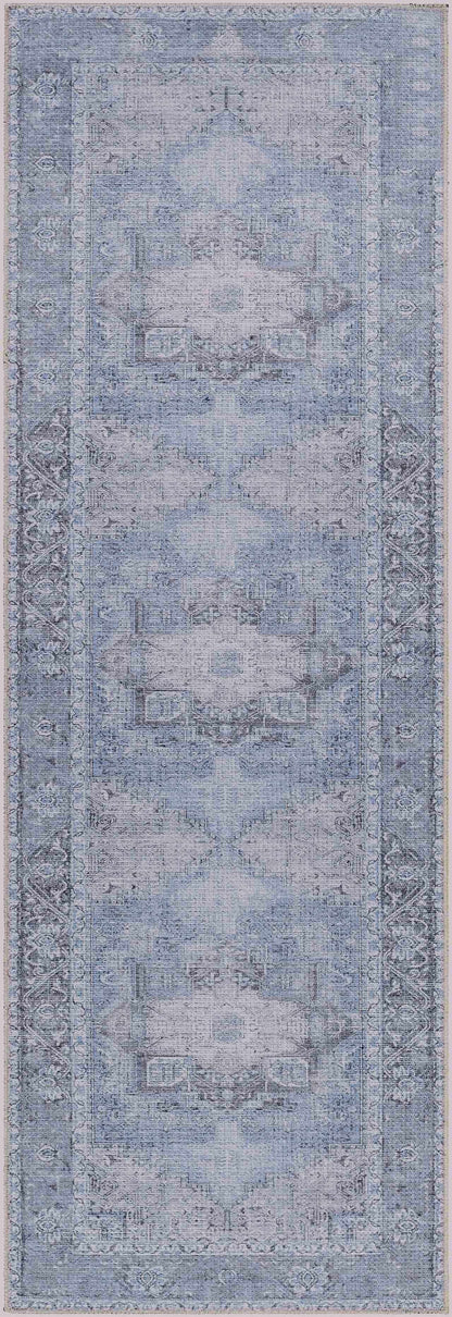 Aqua Rosman Washable Area Rug - Clearance