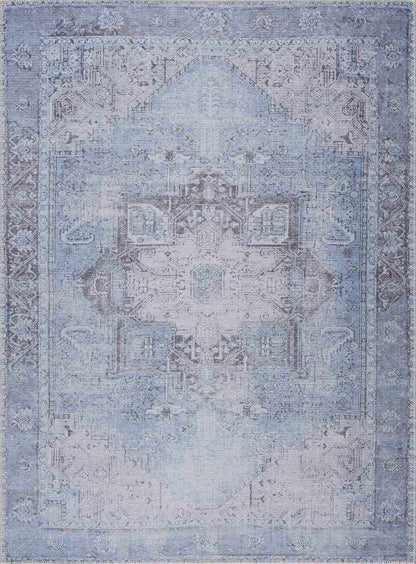 Aqua Rosman Washable Area Rug - Clearance