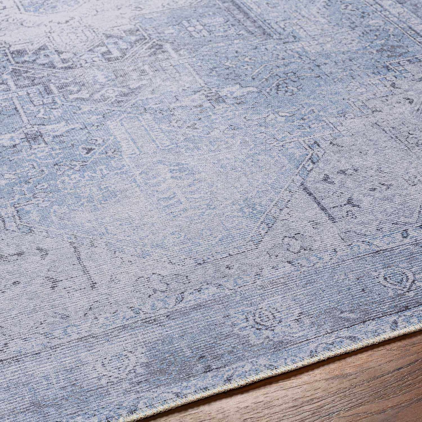 Aqua Rosman Washable Area Rug - Clearance