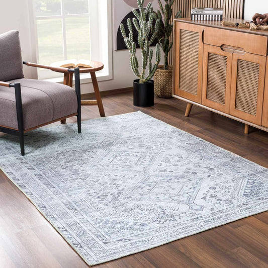 Barny Gray Washable Area Rug