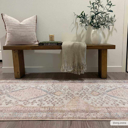 Analu Peach Washable Area Rug