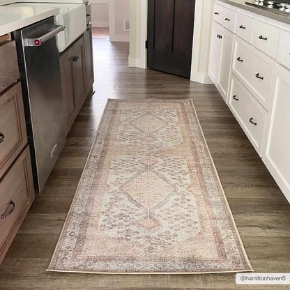 Analu Peach Washable Area Rug