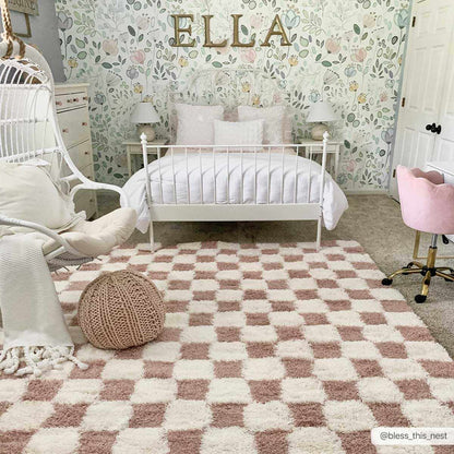 Atira Pink Checkered Area Rug