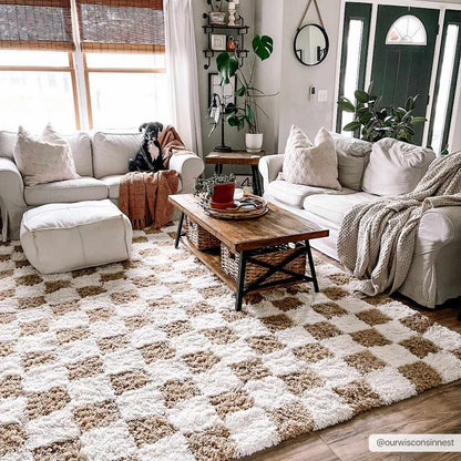 Atira Mustard Checkered Area Rug