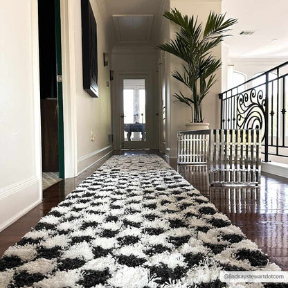 Atira Black & White Checkered Area Rug