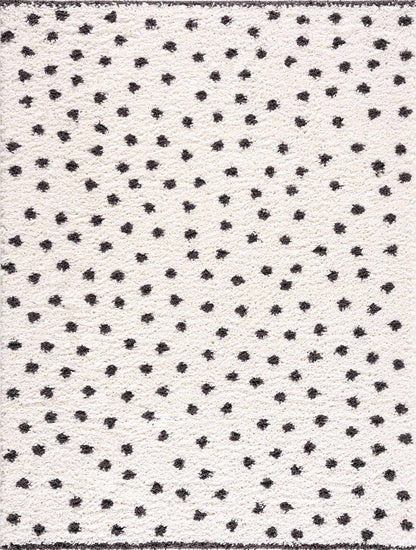 Chaia Dotted Black & White Plush Rug