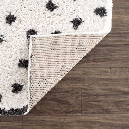 Chaia Dotted Black & White Plush Rug