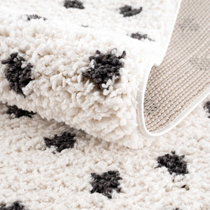 Chaia Dotted Black & White Plush Rug