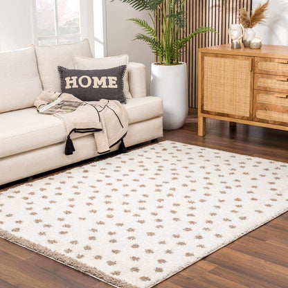 Chaia Dotted Cream & Brown Plush Rug