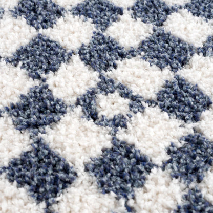 Alfombra Kieu a cuadros azules y blancos