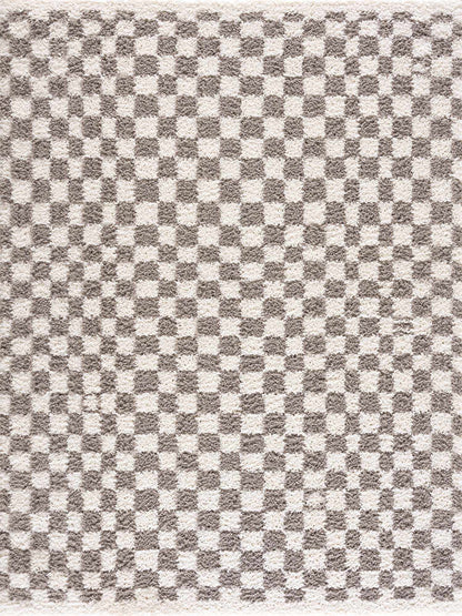 Kieu Taupe Checkered Area Rug