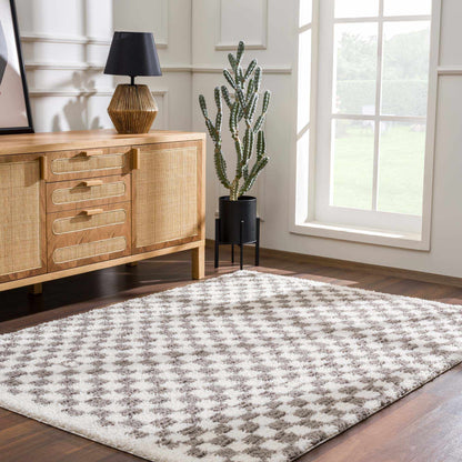 Kieu Taupe Checkered Area Rug