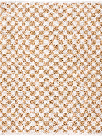 Kieu Yellow & White Checkered Area Rug