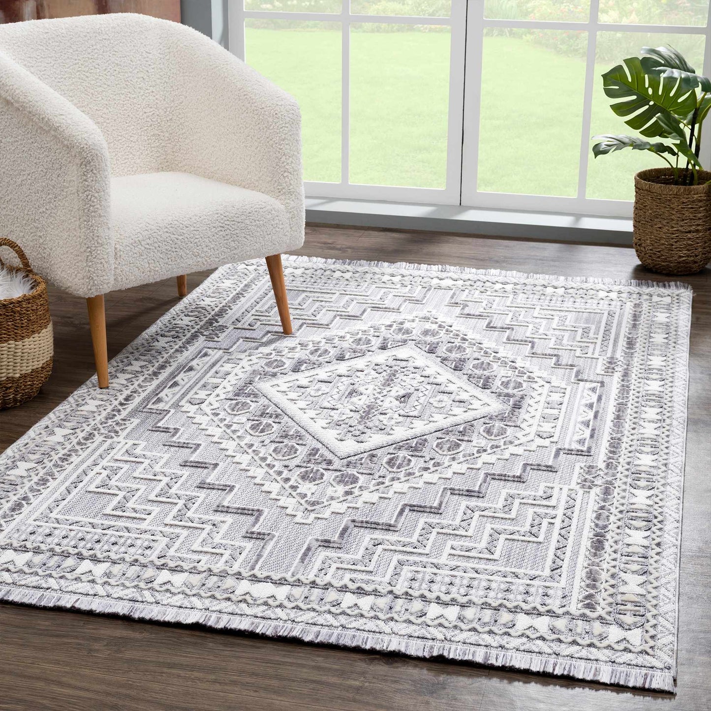 Alya Textured Medallion Fringe Rug - Limited Edition