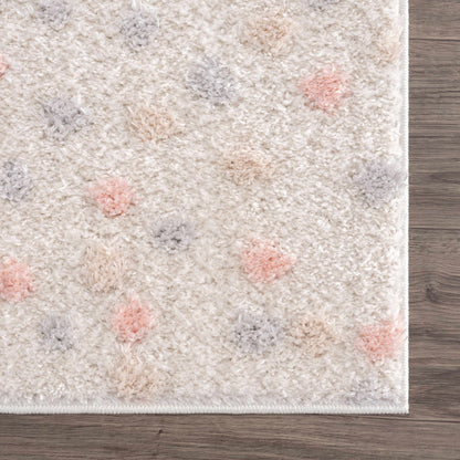 Cansu Pink & Cream Dotted Area Rug