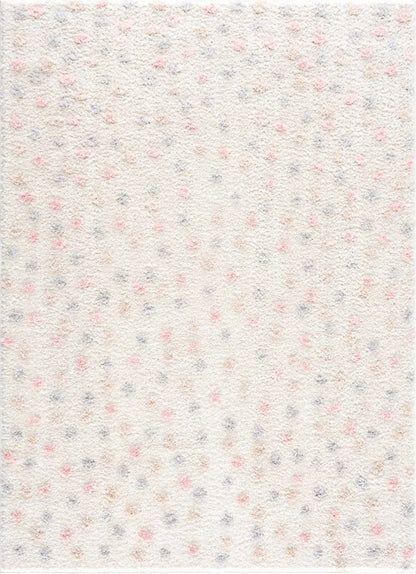 Cansu Pink & Cream Dotted Area Rug