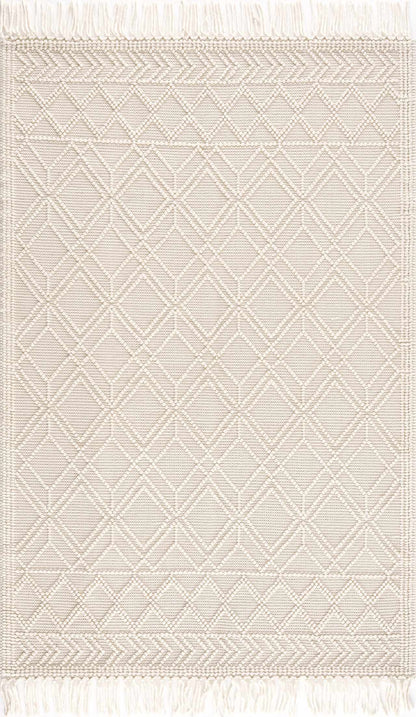 Ramsbury Beige Trellis Wool Rug