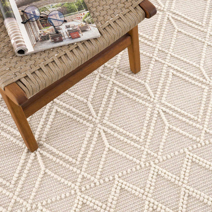 Ramsbury Beige Trellis Wool Rug