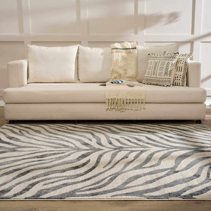 Gray Ecorse Zebra Print Area Rug