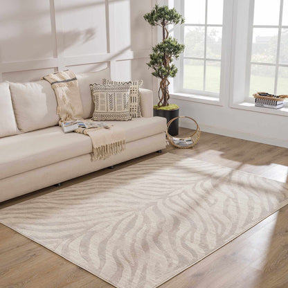 Beige Manteca Zebra Print Area Rug