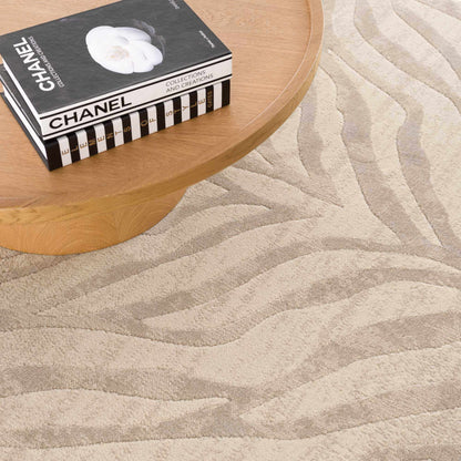 Beige Manteca Zebra Print Area Rug