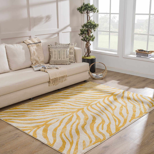 Yellow Terra Zebra Print Area Rug - Clearance