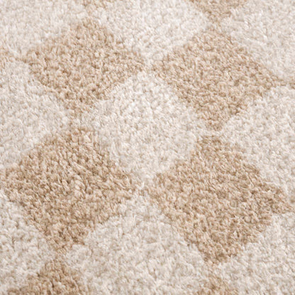 Canika Beige Washable Checkered Area Rug