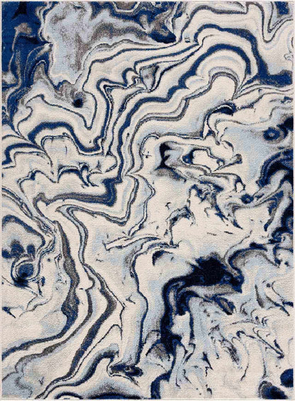 Glendon Cream Blue Marble Rug