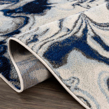 Glendon Cream Blue Marble Rug