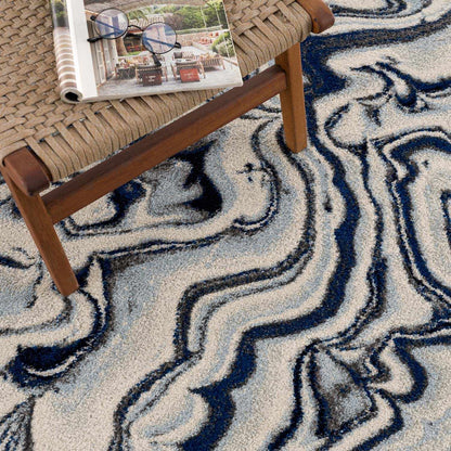 Glendon Cream Blue Marble Rug