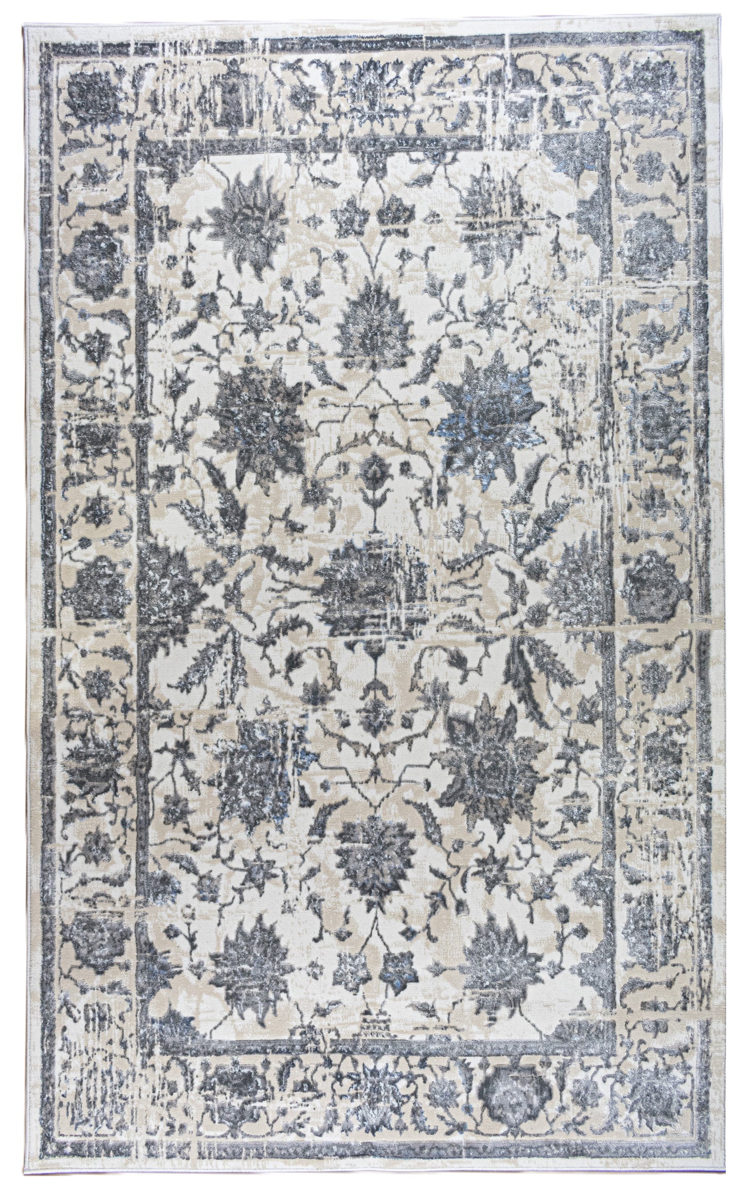 ROY's Home Two Level Design Area Rugs, Classic Pattern - Shiny Ivory,Grey,Beige Yarn