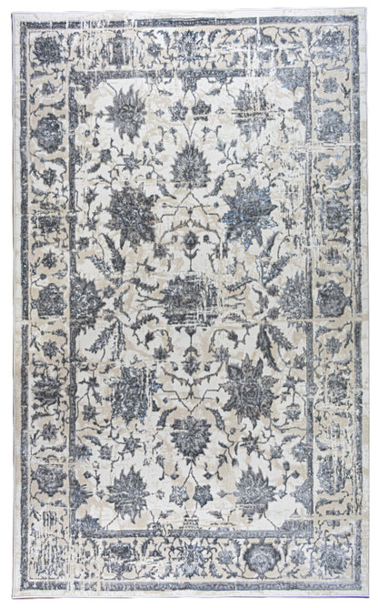 ROY's Home Two Level Design Area Rugs, Classic Pattern - Shiny Ivory,Grey,Beige Yarn