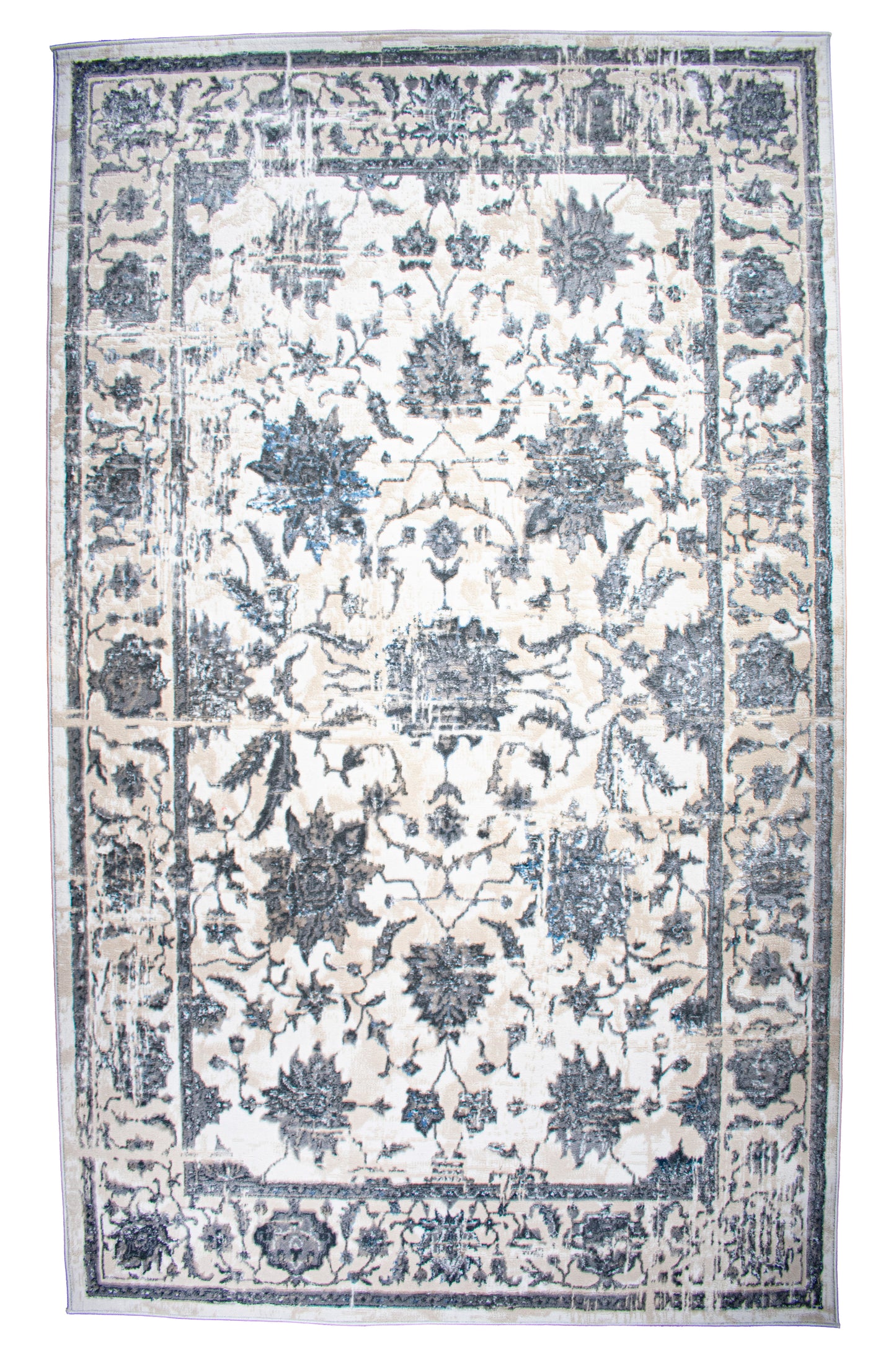 ROY's Home Two Level Design Area Rugs, Classic Pattern - Shiny Ivory,Grey,Beige Yarn