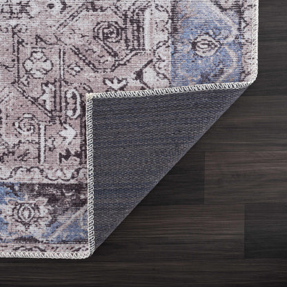 Rosman Blue&Beige Washable Area Rug - Clearance