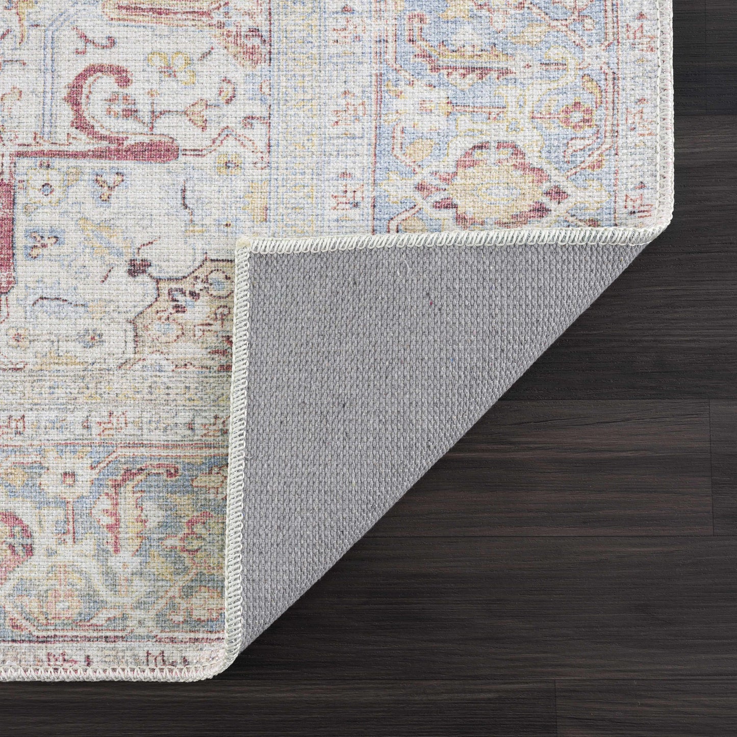 Cream Rust Leeston Vintage Washable Area Rug - Clearance