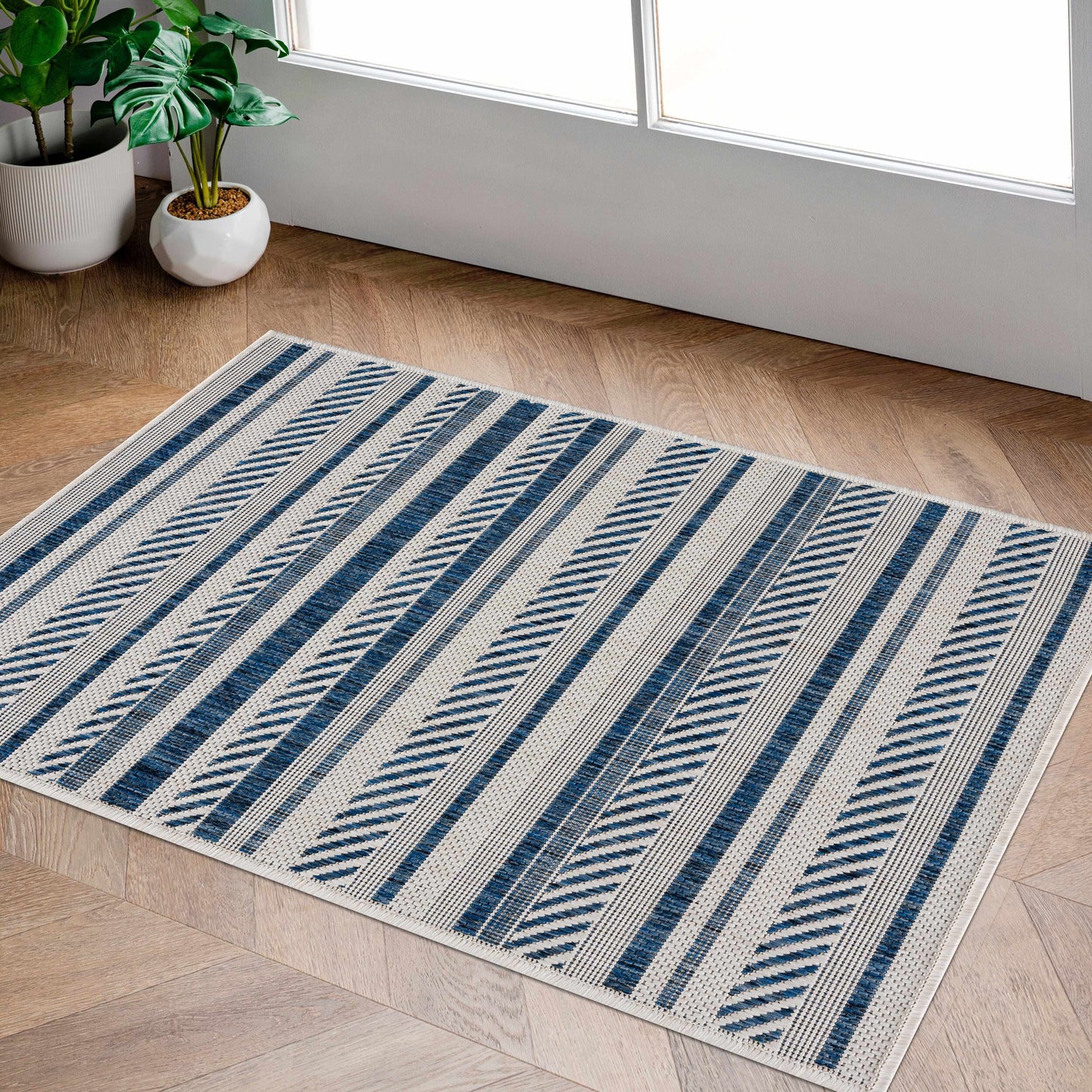 Olin White&Blue Performance Rug