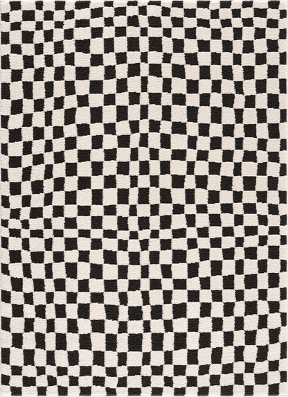 Lajos Black & White Checkered Area Rug