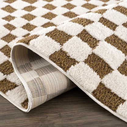 Lajos Brown Checkered Area Rug