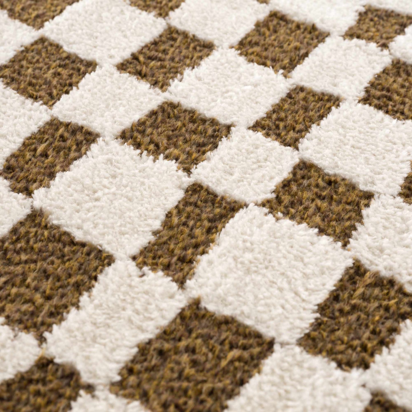 Lajos Brown Checkered Area Rug