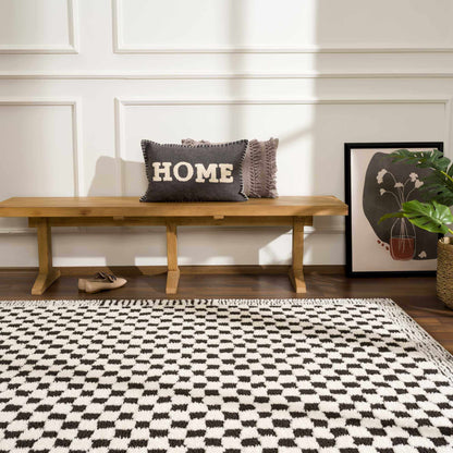 Leryn Black & White Checkered Area Rug