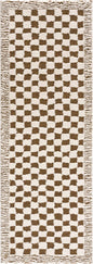 Alfombra Leryn de cuadros marrón y blanco