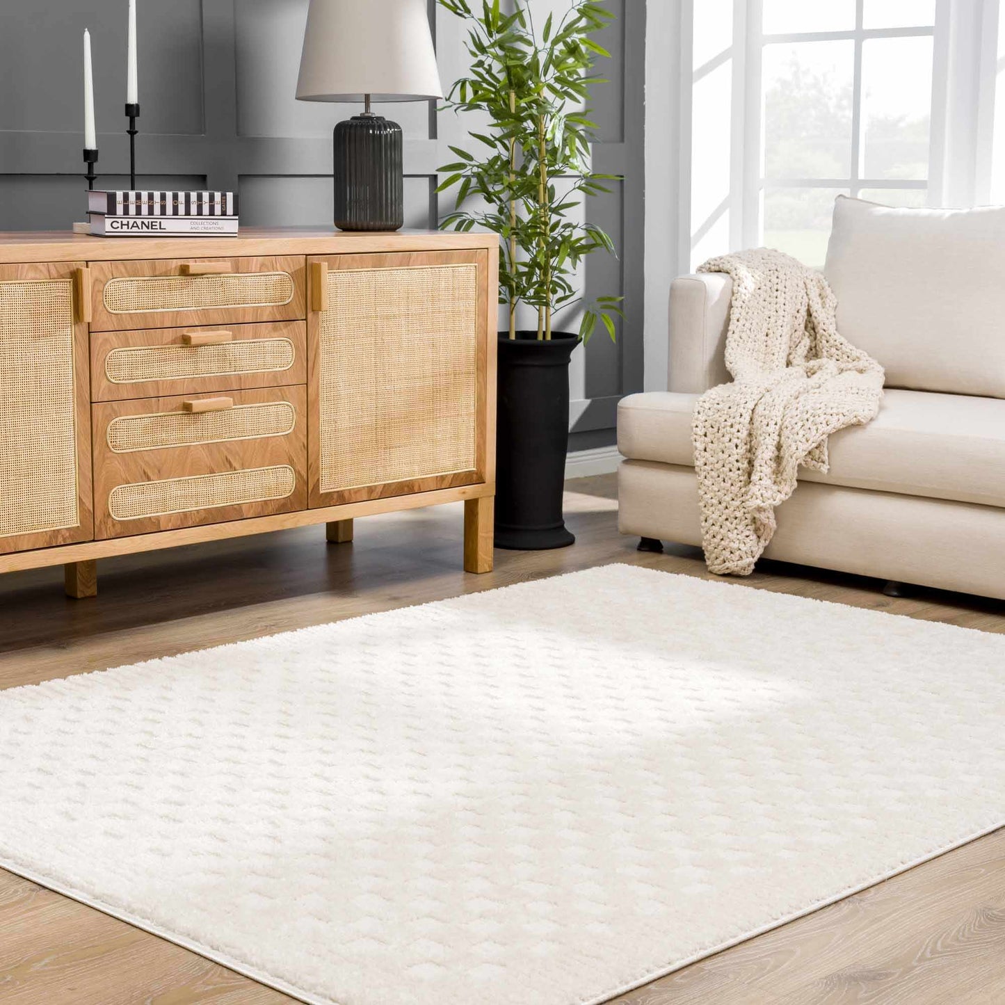 Leryn Ivory Checkered Area Rug