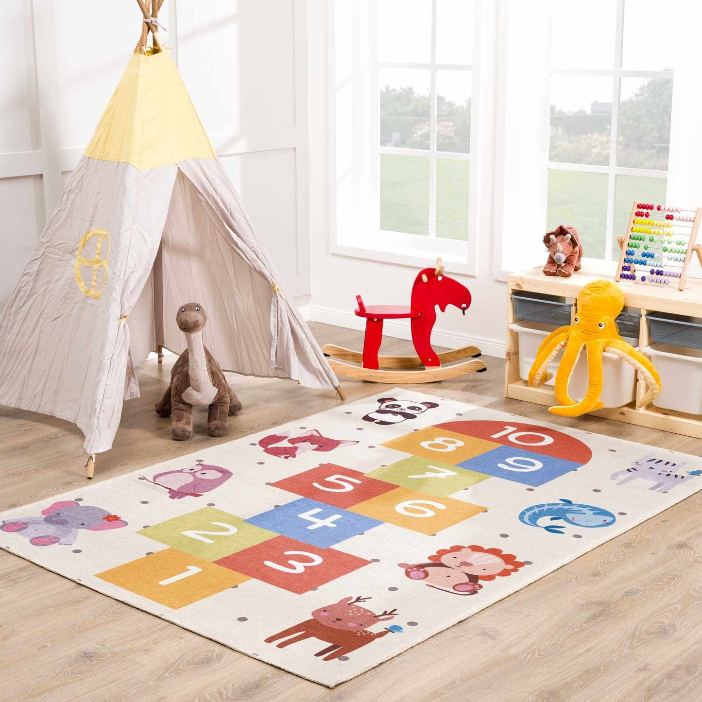 Lundy Washable Kids Hopscotch Colorful Rug