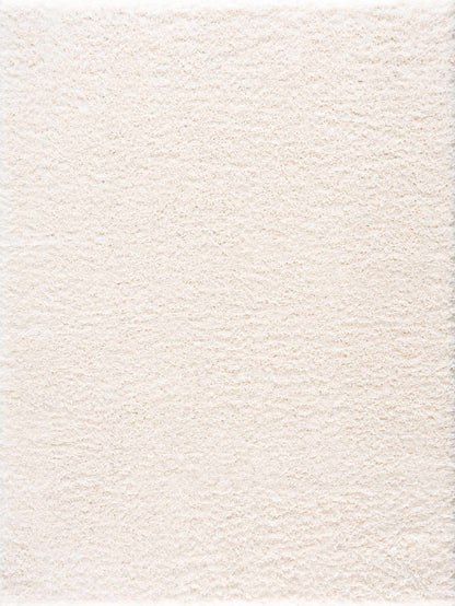 Faina Solid Cream Shag Rug Washable