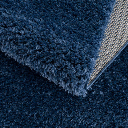 Faina Solid Dark Blue Shag Rug Washable