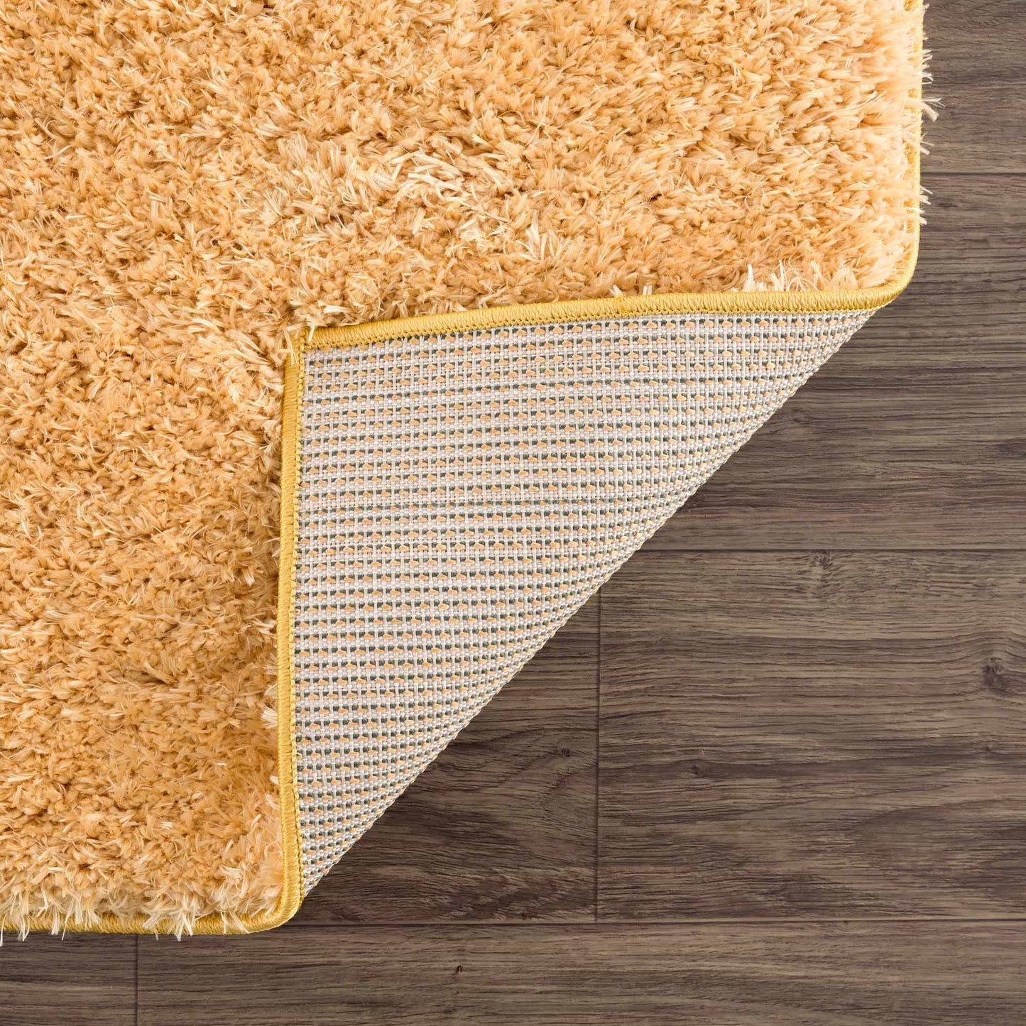 Faina Solid Gold Shag Rug Washable