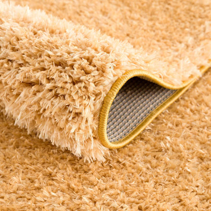 Faina Solid Gold Shag Rug Washable