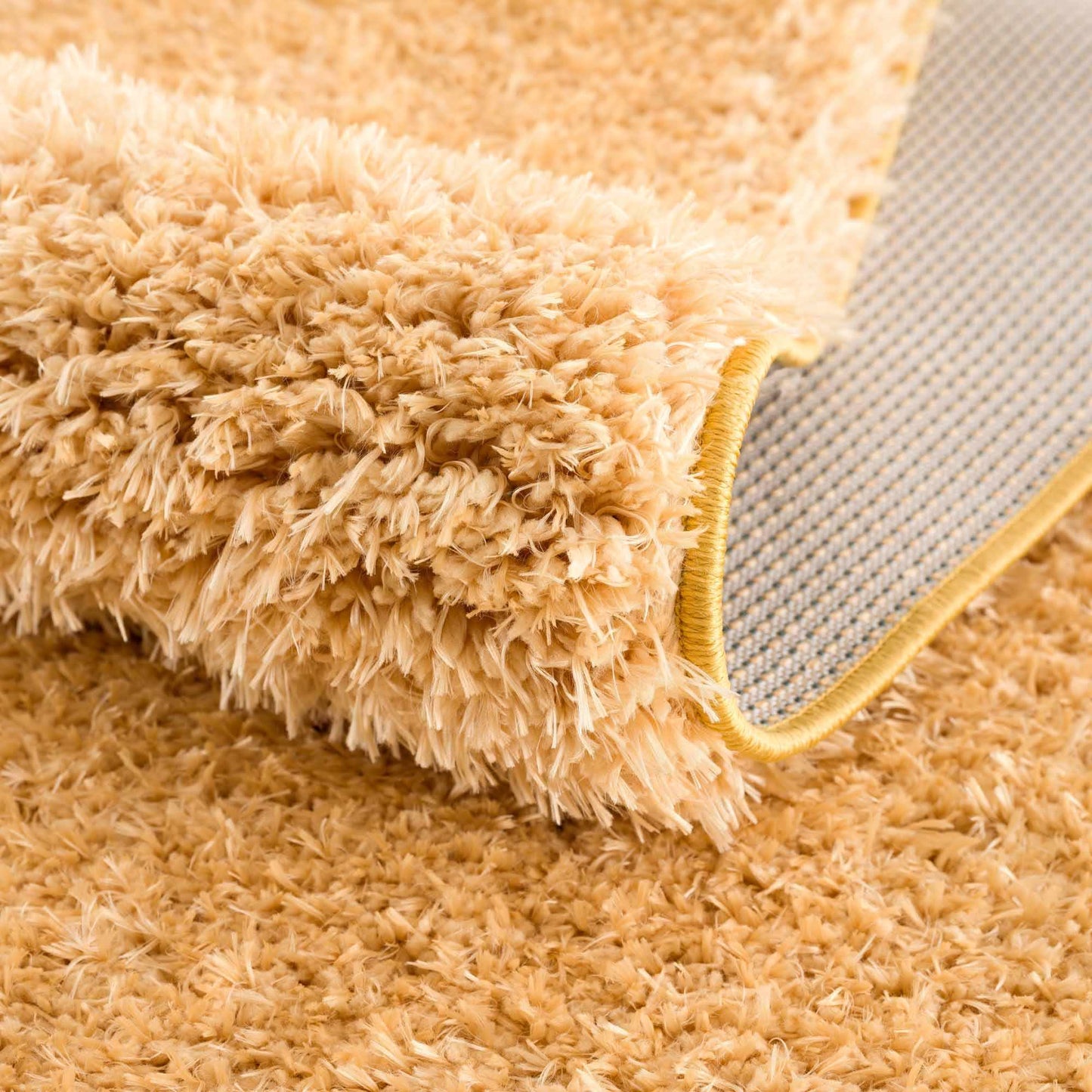 Faina Solid Gold Shag Rug Washable