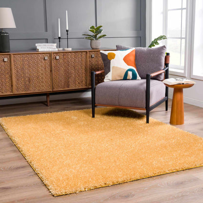 Faina Solid Gold Shag Rug Washable