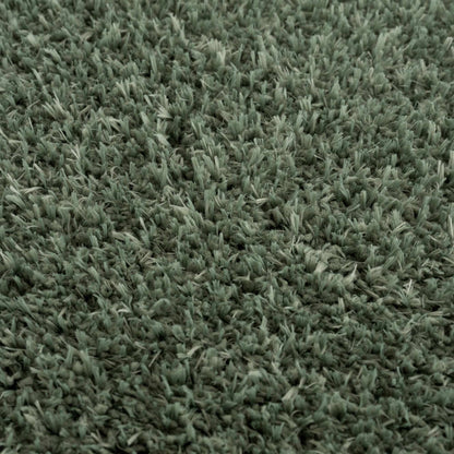 Faina Solid Green Shag Rug Washable